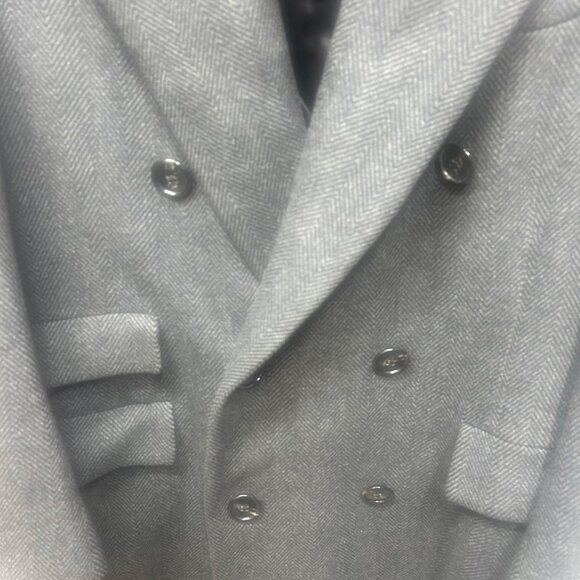Polo Ralph Lauren Double-Breasted Wool Herringbone Overcoat Black Velvet Collar - Picture 6 of 12